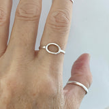 Sterling Silver Small Open Circle Ring, Boho Ring, Silver Ring, Halo Ring