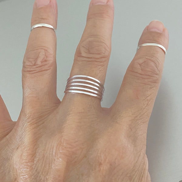 Sliver Rings Multiple Sterling Silver Multiple Thin Band Ring, Delicate Rings, Silver Bands ...