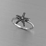 Sterling Silver Starfish Ring, Silver Ring, Dainty Ring, Seashell Ring, Star Ring, Beach Ring