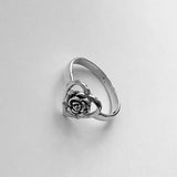 Sterling Silver Love Rose Ring, Flower Ring, Silver Ring, Boho Ring, Heart Ring