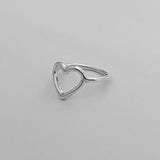 Sterling Silver Open Heart Ring, Boho Ring, Silver Ring, Love Ring