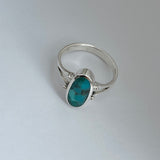 Sterling Silver Oval Genuine Turquoise Ring, Silver Ring, Turquoise Stone Ring, Boho Ring