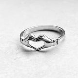 Sterling Silver Heart Hands Claddagh Ring, Silver Ring, Heart Ring, Hand Ring, Love Ring