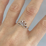 Sterling Silver Lotus Ring, Flower Ring, Silver Rings, Boho Ring, Stackable Ring