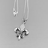 Sterling Silver Fleur De Lis Necklace, Silver Necklace, Saints Necklace, France Necklace