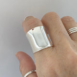 Sterling Silver Concave Cuff Ring, Statement Ring, Boho Ring, Silver Band, Silver Ring