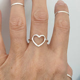 Sterling Silver Open Heart Ring, Boho Ring, Silver Ring, Love Ring