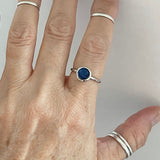 Sterling Silver Round Blue Sapphire CZ Ring, Wedding Ring, Engagement Ring, Silver Ring
