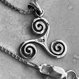 Sterling Silver Celtic Triskele Necklace, Silver Necklace, Triskelion Necklace, Celtic Necklace