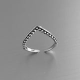 Sterling Silver V Shape With Dots Toe Ring, Midi Ring, Silver Rings
