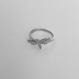 Sterling Silver Small CZ Dragonfly Ring, Silver Ring, Boho Ring, Spirit Ring