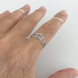 Sterling Silver Chevron Filigree Ring, Silver Ring, V Shape Ring