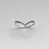 Sterling Silver V Shape Ring with Beads, Silver Ring, Bead Ring, Stackable Ring