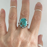 Sterling Silver Large Boho Genuine Turquoise Ring, Silver Ring, Statement Ring, Stone Ring