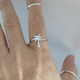 Sterling Silver High Polish Palm Tree Ring, Tree Ring, Silver Ring, Beach Ring