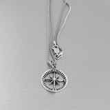 Sterling Silver Small Compass Necklace, Silver Necklace, Dainty Necklace, Map Necklace