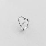 Sterling Silver Large Open Heart Ring, Boho Ring, Silver Ring, Love Ring