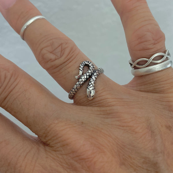 Sterling Silver Snake Ring, Silver Ring, Reptile Ring, Religious Ring