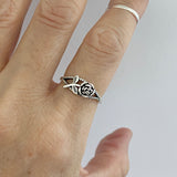 Sterling Silver Single Rose Ring, Silver Ring, Boho Ring, Flower Ring