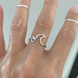 Sterling Silver Double Waves Ring, Silver Ring, Wave Ring, Surf Ring