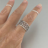 Sterling Silver Eternity Flower Ring, Rose Ring, Silver Ring, Boho Ring, Silver Band
