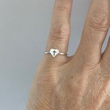 Sterling Silver Tiny Cross in Heart Ring, Dainty Ring, Cross Ring, Religious Ring