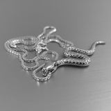 Sterling Silver Long Snake Necklace, Silver Necklace, Reptile Necklace, Religious Necklace