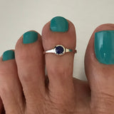 Sterling Silver Toe Ring with Synthetic Sodalite, Stone Ring, Silver Ring