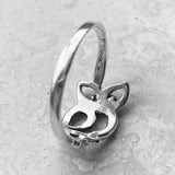 Sterling Silver Cut Out Owl Ring, Silver Rings, Feather Ring, Bird Ring