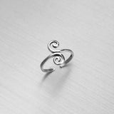 Sterling Silver Adjustable Double Swirl Toe Ring, Silver Ring, Boho Ring