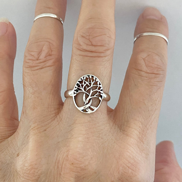 Sterling Silver Medium Tree of Life Ring, Tree Ring, Silver Ring, Boho Ring, Fortune Ring