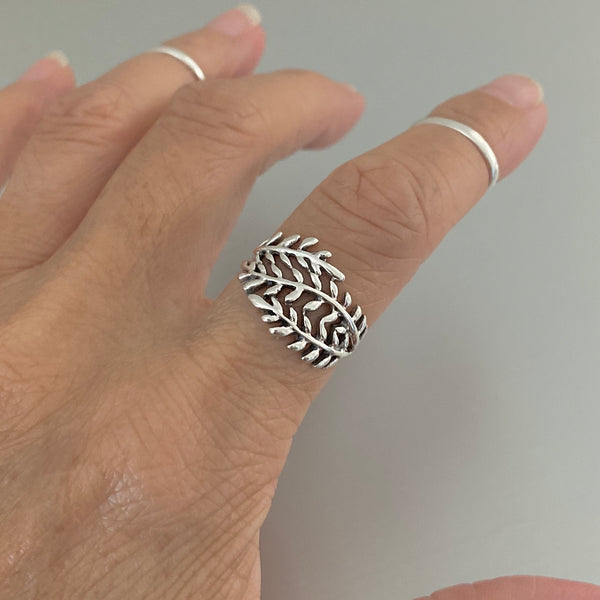 Sterling Silver Wraparound Leaf Ring, Silver Rings, Tree Ring, Leaves ...