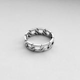 Sterling Silver Unisex Chain Link Ring, Silver Ring, Silver Band, Stackable Ring