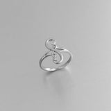 Sterling Silver Swirl S Shape Ring with CZ, Boho Ring, Silver Ring, Swirly Ring