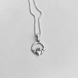 Sterling Silver Small Claddagh Necklace, Silver Necklace, Heart Necklace, Dainty Necklace