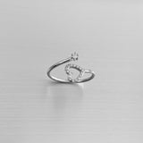 Sterling Silver CZ Heart and Tiny Star Ring, Silver Ring, Heart Ring, Love Ring