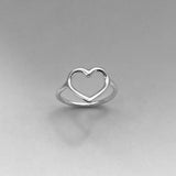 Sterling Silver Open Heart Ring, Boho Ring, Silver Ring, Love Ring