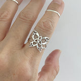 Sterling Sterling Thin Triquetras Celtic Butterfly Ring, Silver Ring, Boho Ring, Spirit Ring