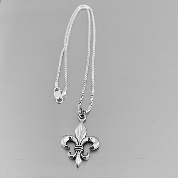 Sterling Silver Fleur De Lis Necklace, Silver Necklace, Saints Necklace, France Necklace