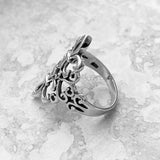 Sterling Silver Double Fleur De Lise Ring, Statement Ring, Saints Ring, Lotus Ring