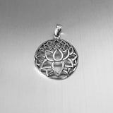 Sterling Silver Lotus Silhouette Pendant, Flower Pendant, Silver Pendant, Boho Pendant