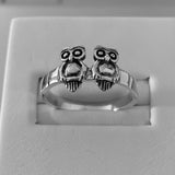 Sterling Silver Twin Owls Ring, Silver Ring, Bird Ring