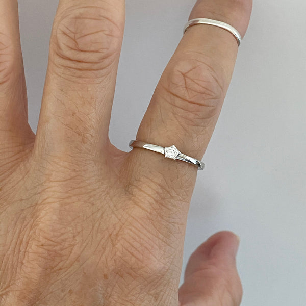 Sterling Silver Simple Little Star CZ Ring, Silver Ring, Star Ring, Da ...