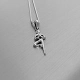 Sterling Silver Yoga One Leg Pose Necklace, Silver Necklace, Yoga Necklace