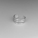 Sterling Silver Triple Band Cuff Toe Ring, Silver Ring, Boho Ring, Silver Band
