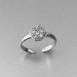 Sterling Silver CZ Apple Toe Ring, Silver Ring, Boho Ring, Apple Ring