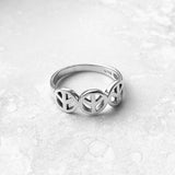 Sterling Silver 3 Peace Sign Ring, Silver Ring, Peace Ring, Religious Ring, Boho Ring, Love Ring