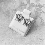 Sterling Silver Lotus Earrings, Silver Earrings, Stud Earrings, Flower Earrings
