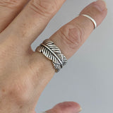 Sterling Silver Heavy Wraparound Feather Ring, Boho Ring, Statement Ring, Silver Ring, Leaf Ring