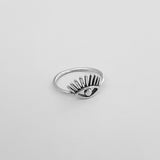 Sterling Silver Big Eye Ring, Silver Rings, Eye Lashes Ring, Evil Eye Ring, Religious Ring